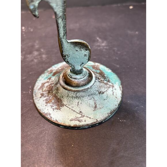 Vintage Brass Music Notes Candlestick Holder - Patina Finish -10 Inch’s -rare - Picture 4 of 6
